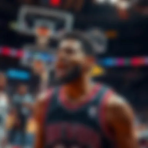 An NBA player known as the 'Demon' during a controversial moment in a game, showing intense emotion while other players look on.