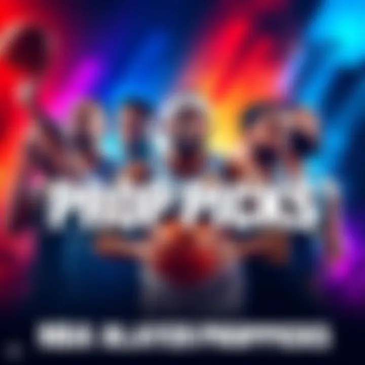 A vibrant graphic showing key NBA players with odds and stats for prop betting