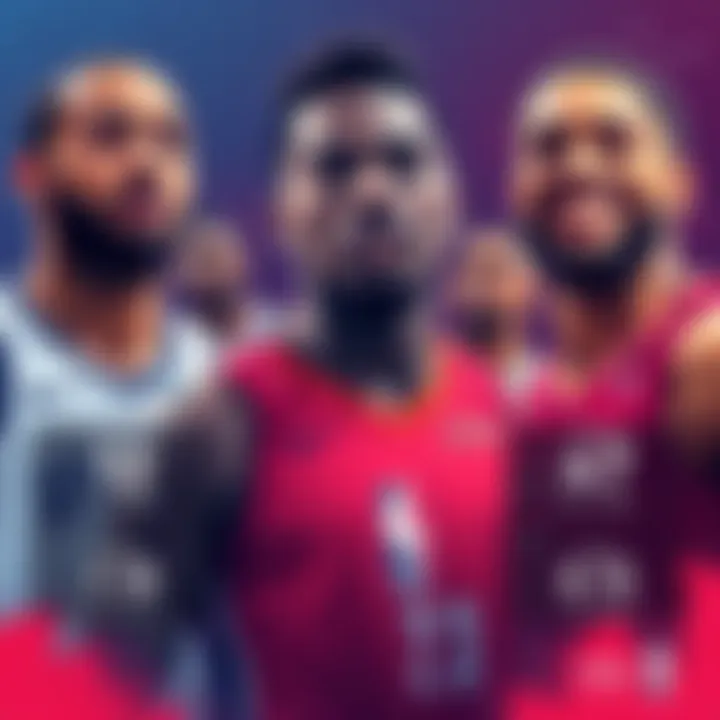 Illustration of NBA players with stats and betting odds highlighted, showcasing top player prop picks for betting analysis