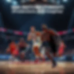 Basketball players in action during an NBA game