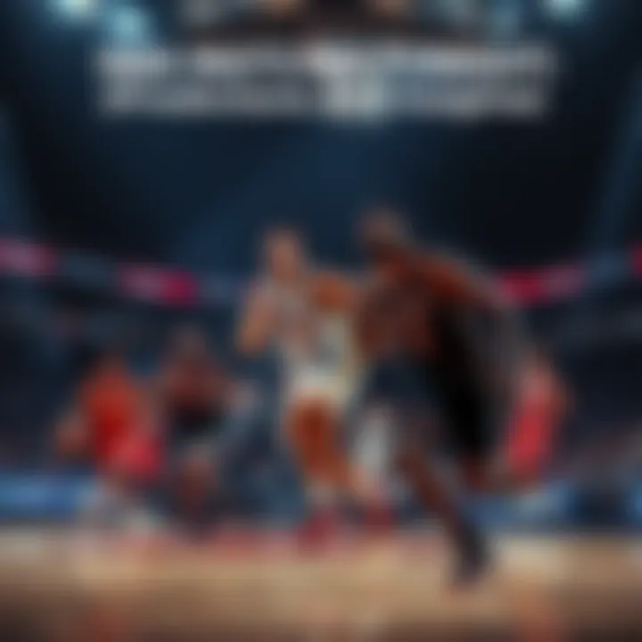 Basketball players in action during an NBA game