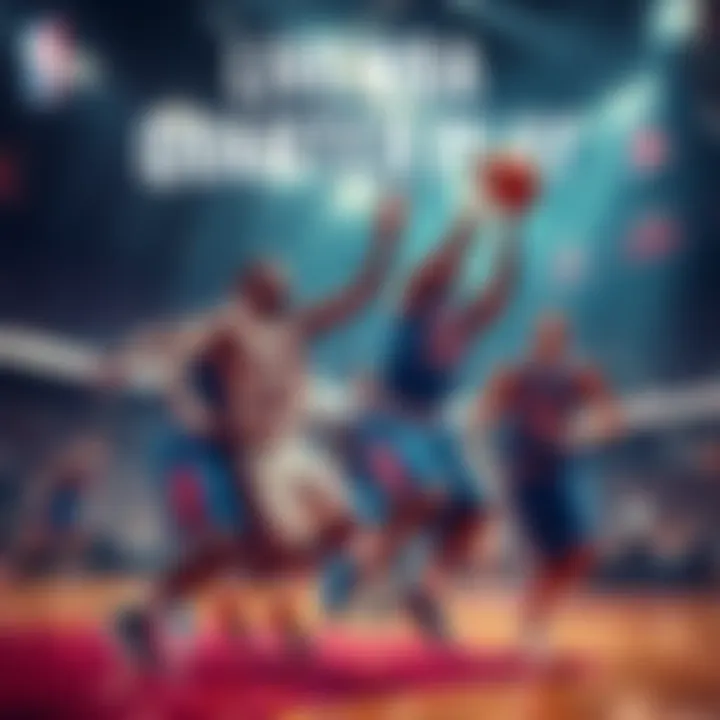 NBA Players in Action Dynamic moment of NBA players competing during a live quarter play