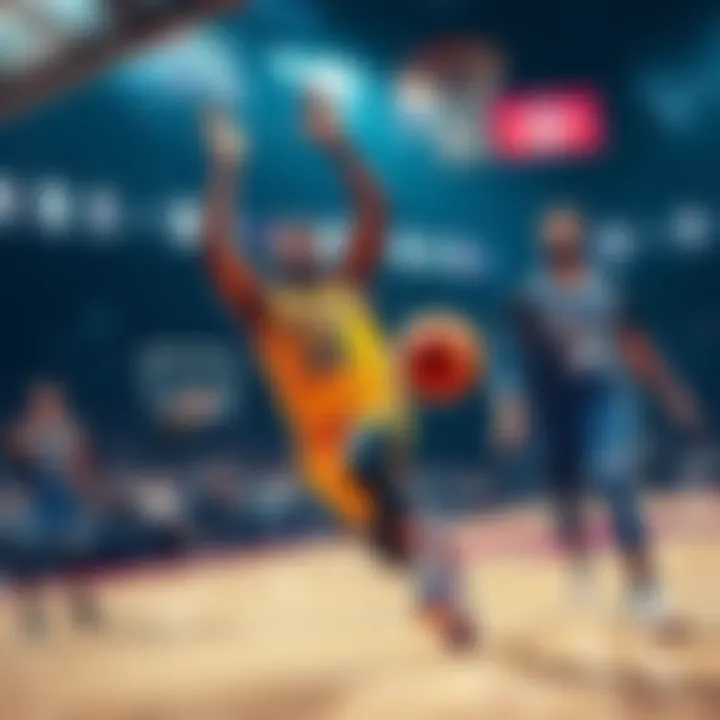 NBA players Collin Gillespie, Jarace Walker, and Brandon Ingram in action Collin Gillespie drives to the basket while Jarace Walker and Brandon Ingram watch during an intense NBA game on April 7