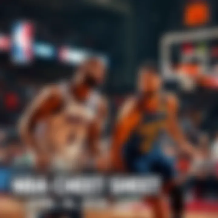 Two NBA players in action during a game, showcasing a tense moment and strategy, with fans cheering in the background