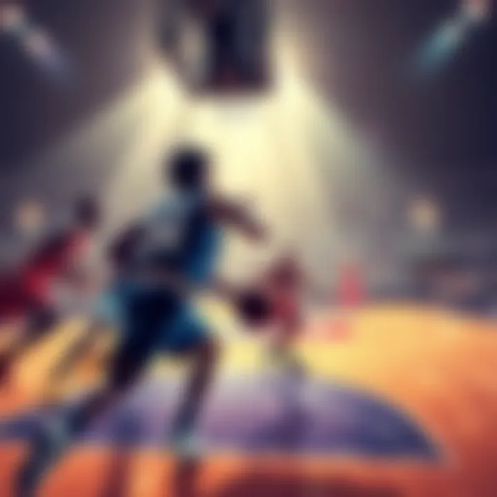 Top NBA players competing on the basketball court during a game