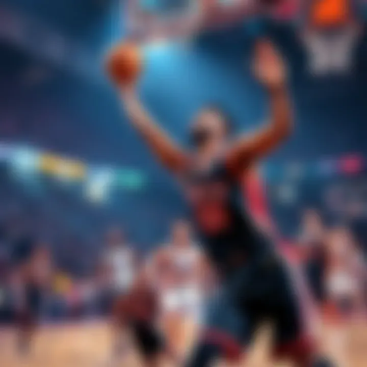 Basketball players in action during NBA playoffs, showcasing exciting moments for betting insights.