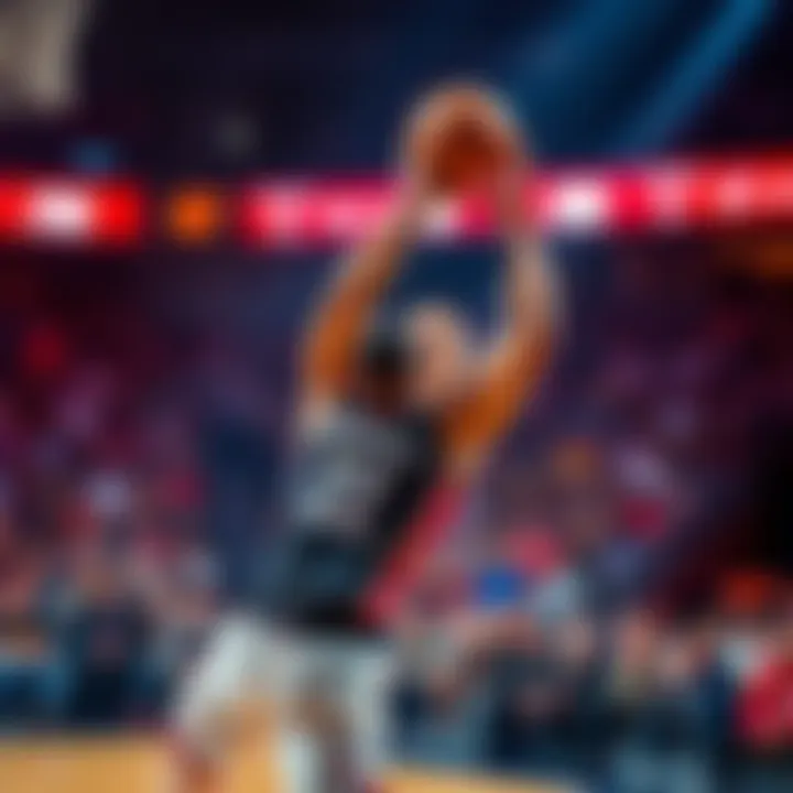 Basketball player shooting a ball during NBA playoffs