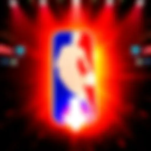 An NBA team logo with a downward arrow symbolizing financial loss