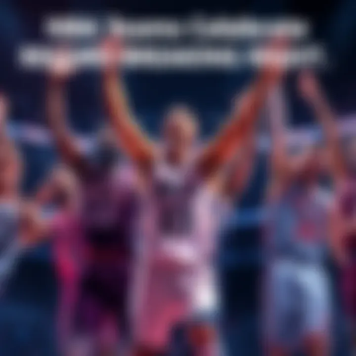 NBA Teams Celebrate Record Breaking Night Players on different NBA teams celebrating after breaking scoring records during a night of games