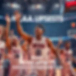 Players celebrating after a surprising NCAA tournament win