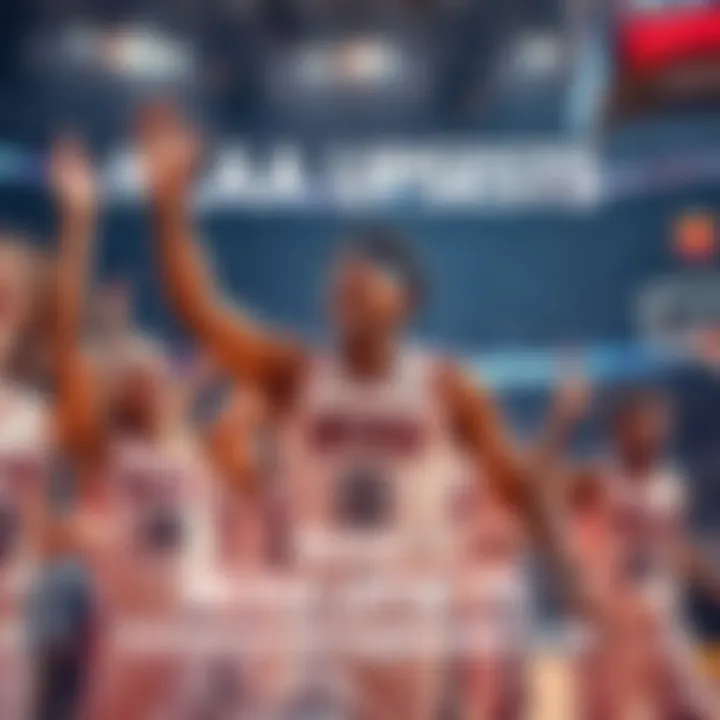 NCAA Upsets Highlights Players celebrating after a surprising NCAA tournament win