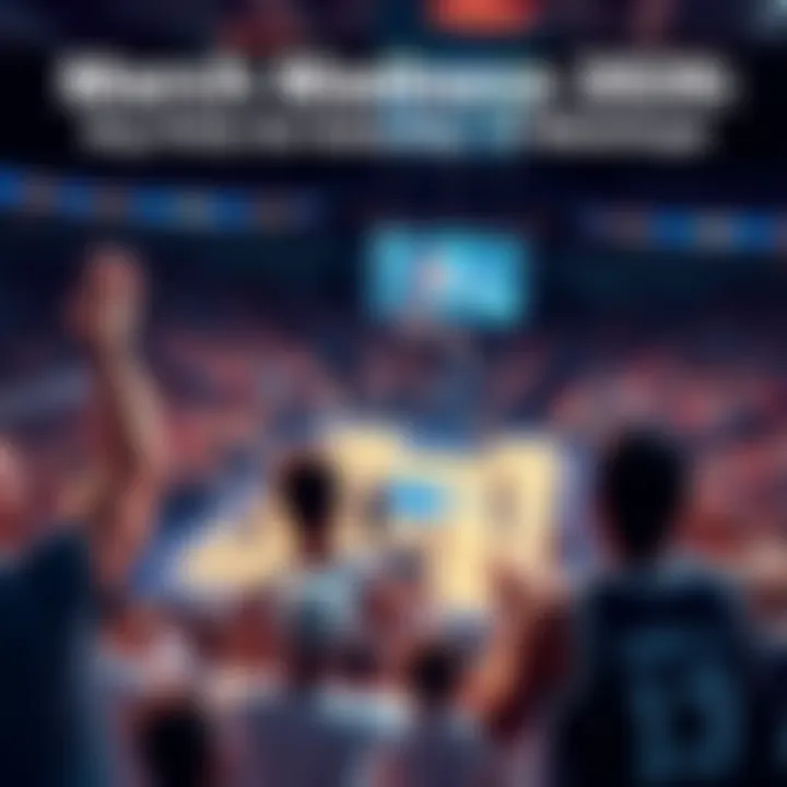 Players in action during a college basketball game, with fans cheering in the background on March 21st.