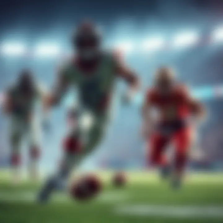 NCAAF Betting Picks Football players on the field with odds graphics overlay