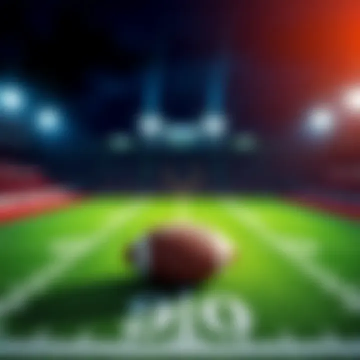Football field with teams and betting odds displayed