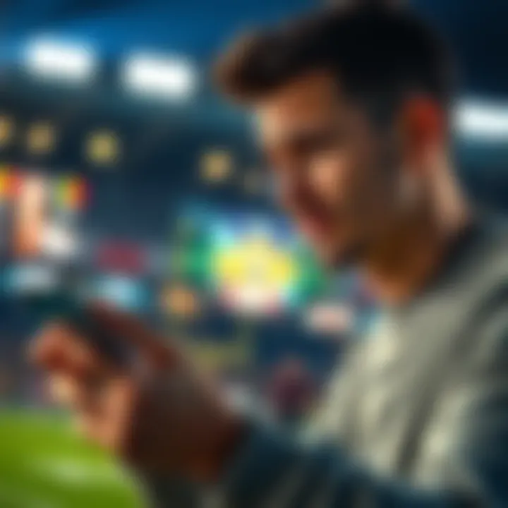 A person looking confused while using a betting app to place multiple Super Bowl bets.