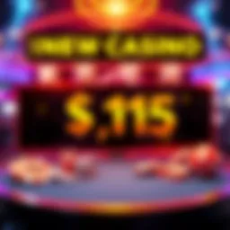 A banner showcasing a new online casino with a $15 sign-up bonus and promotional packages.