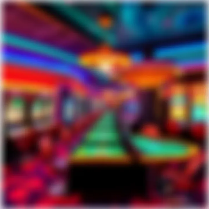 A colorful casino scene featuring slot machines and game tables, highlighting exciting bonuses for new players.