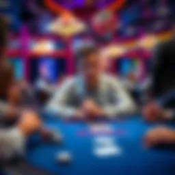 A first-time player looking nervous while playing blackjack at a real casino table, surrounded by other players, with cards and chips on the table.