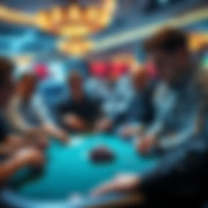 A group of new poker players learning the game at a casino table, with cards and chips in front of them