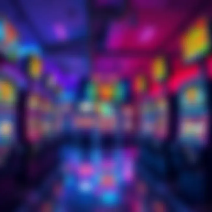 A display of various new slot machines including 5 Sevens Hold and Win with bright colors and flashing lights.