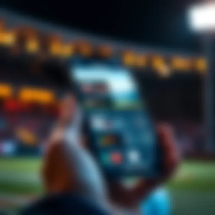 A smartphone displaying the interface of a new sports betting app with sports graphics and quick insights