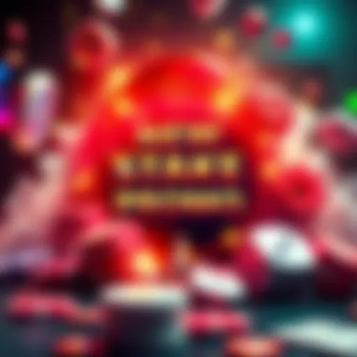 A vibrant announcement of a new stake promotion featuring exciting bonuses and gaming elements like dice and cards