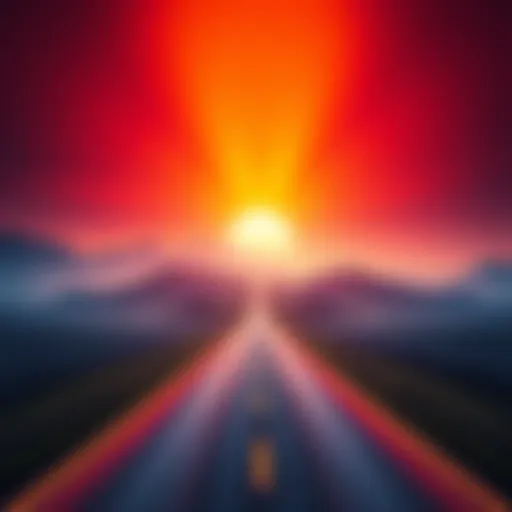 A bright road leading towards a sunrise, symbolizing innovative changes and fresh strategies in the future.