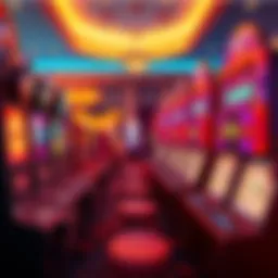 A vibrant display of new casino games and features at two exciting sweeps casinos, showcasing colorful slot machines and happy players.