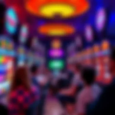 Colorful display of new casino games with players engaged and excited