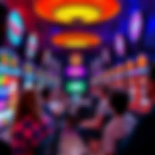 Colorful display of new casino games with players engaged and excited