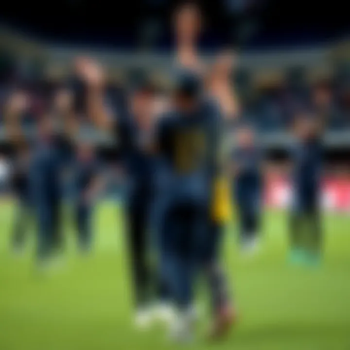 New Zealand cricket team celebrating New Zealand cricket players celebrating a victory on the field