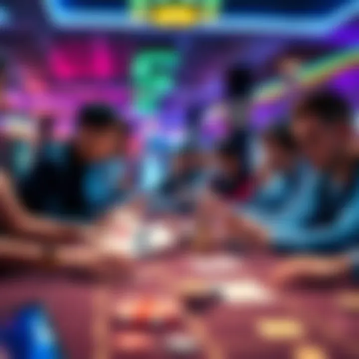 Newer Sweeps Casino Gaming Trends A vibrant casino scene with players engaging in modern gaming, chips and cards in action, showcasing the excitement of Newer Sweeps Casino.