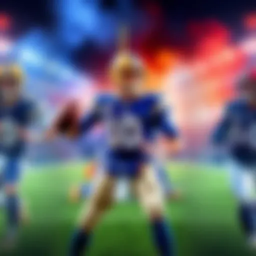 A collage of NFC North quarterbacks in action during games, showcasing their playing styles and team jerseys.