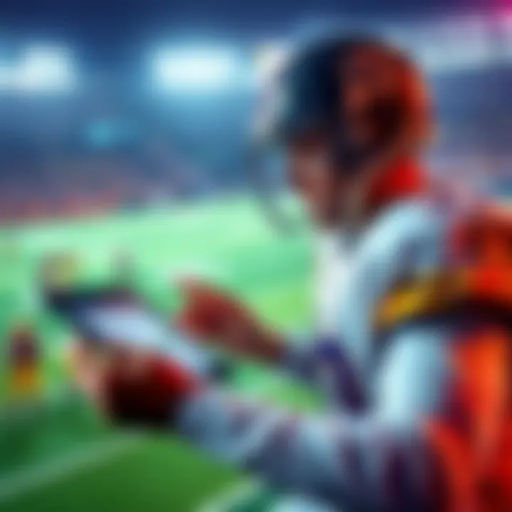 NFL Preseason Betting Picks A football player studying game statistics and betting odds on a tablet before a preseason game