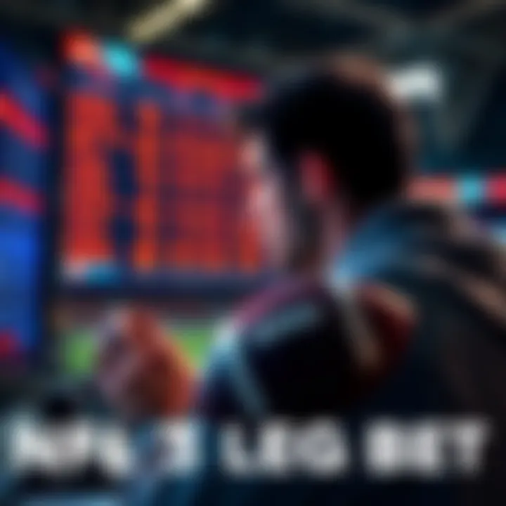 NFL 3 Leg Bet Strategies A person looking at betting odds on a screen while holding a football, focusing on NFL 3 leg bets.