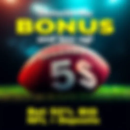 Graphic showing a football with a cash bonus symbol, illustrating a 50% deposit bonus for NFL betting