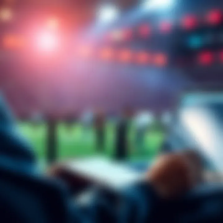 A person analyzing NFL betting picks with a notepad and laptop