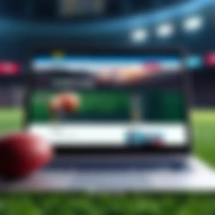 NFL and College Football Betting Sites A graphic showing a laptop with sports betting websites open, featuring football imagery and betting odds