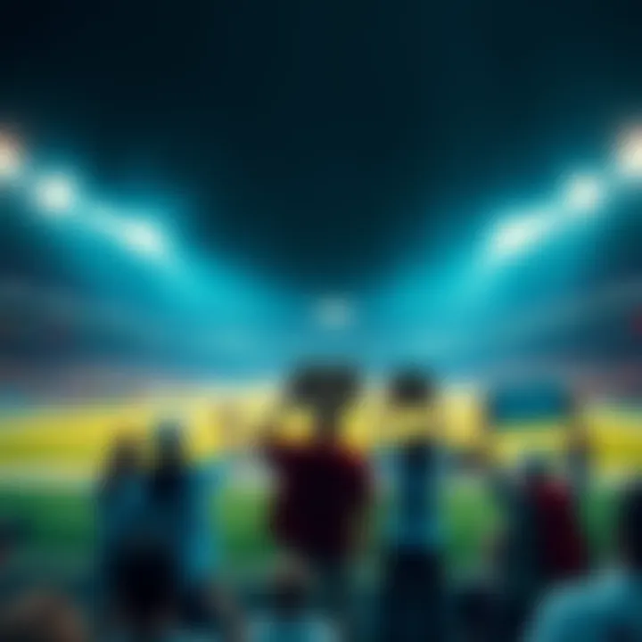 A football field at night with bright lights and excited fans holding signs, anticipating the NFL debut on Monthly.