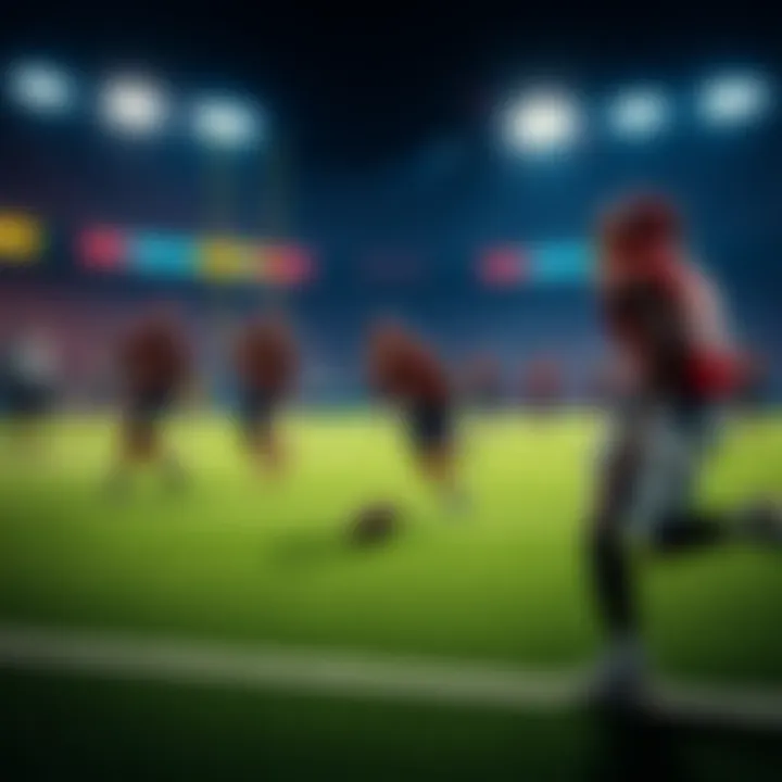 Football players on the field preparing for a game, emphasizing strategy and highlights for betting on touchdowns.