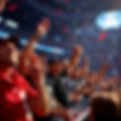 Fans celebrating and engaging with NFL lotto tickets at a sports event