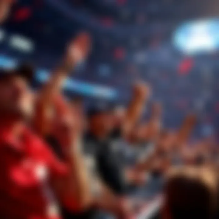 Fans celebrating and engaging with NFL lotto tickets at a sports event