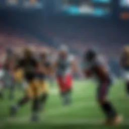 Players from the New Orleans Saints and Atlanta Falcons on the field during a Monday Night Football game, with fans cheering in the background.