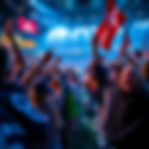Fans cheering and celebrating during NFL opening day, showcasing team colors and banners, ready for the games ahead.
