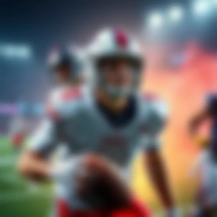 NFL Player Prop Bets Football players with betting odds and touchdown predictions on a game day