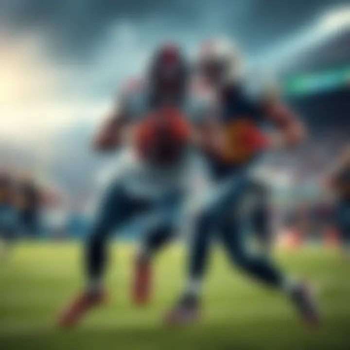 Two NFL players making a play during a game, showcasing intense action and competition.