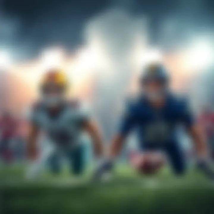 NFL Playoff Teams Ready for Action Two NFL teams on the field in playoff action, showing determination and excitement as they prepare for their matchups