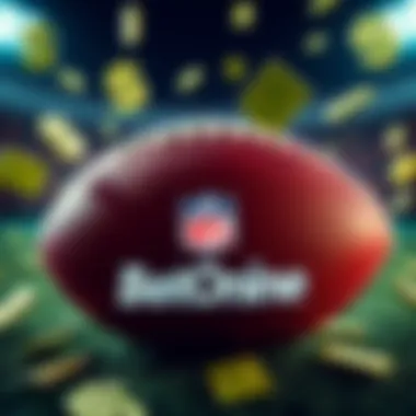 A graphic showing a football with dollar signs and the BetOnline logo promoting a $50 futures bet for the Super Bowl.