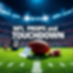 A football field with game day props, including player jerseys and betting slips, showcasing NFL excitement