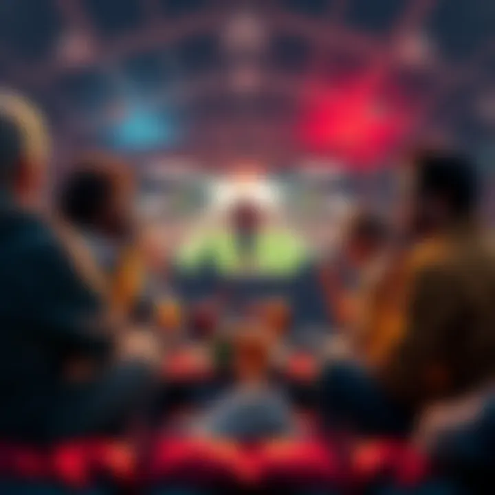 A group of friends watching NFL games, discussing scores and strategies, with snacks and drinks around them.